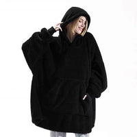 New Winter Women Double-Faced Fleece Hoodie Blanket Oversize Large Pocket Warm Couple Loose Sweatshirts Women and Men Robe