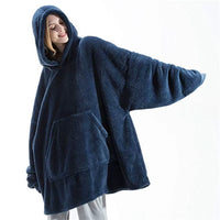 New Winter Women Double-Faced Fleece Hoodie Blanket Oversize Large Pocket Warm Couple Loose Sweatshirts Women and Men Robe