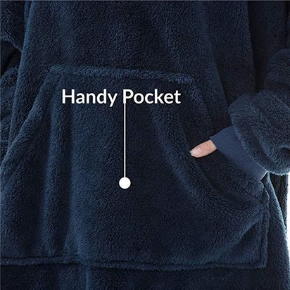 New Winter Women Double-Faced Fleece Hoodie Blanket Oversize Large Pocket Warm Couple Loose Sweatshirts Women and Men Robe