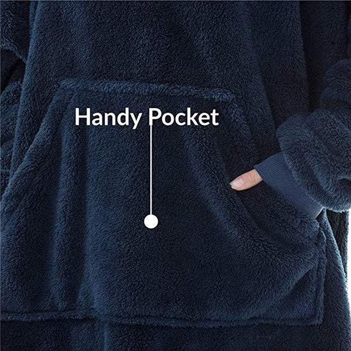 New Winter Women Double-Faced Fleece Hoodie Blanket Oversize Large Pocket Warm Couple Loose Sweatshirts Women and Men Robe